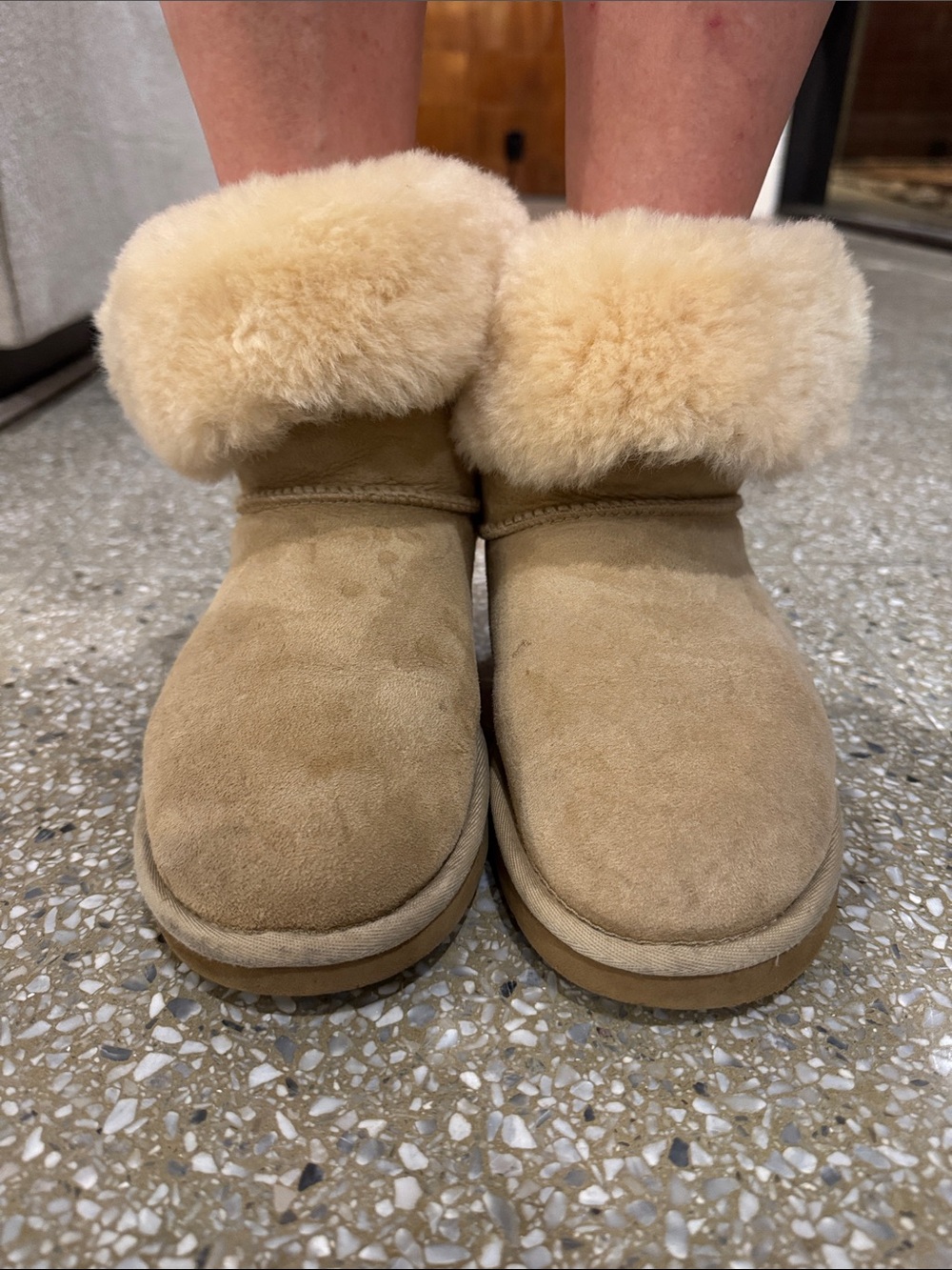 UGG Chestnut Suede Shearling Cuff Booties